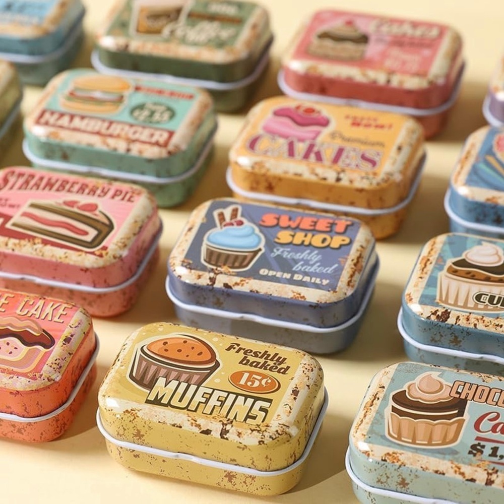 Adorable “CHOCOLATE CAKE” Mini Travel Tin, Pill, Jewelry, Gift Box, Aqua, Tan - Picture 15 of 16